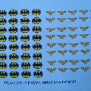 Cartela de Adesivos Batman e Mulher Maravilha