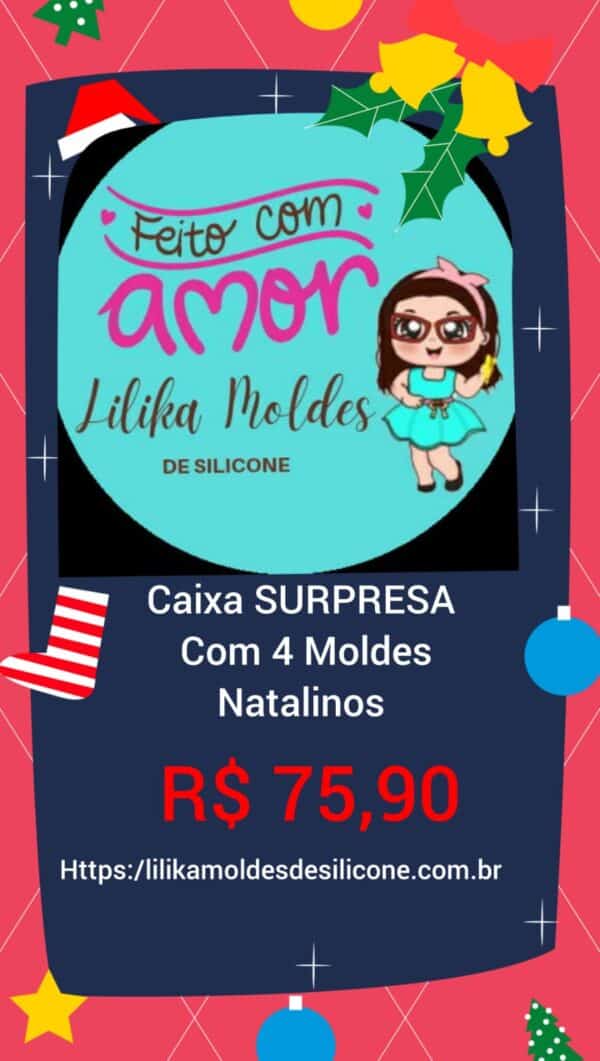 Caixa Surpresa com 4 Moldes Natalinos